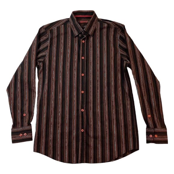 Visconti Button Up Long Sleeve Pinstriped Dress Shirt Mens Size Medium - Picture 1 of 9